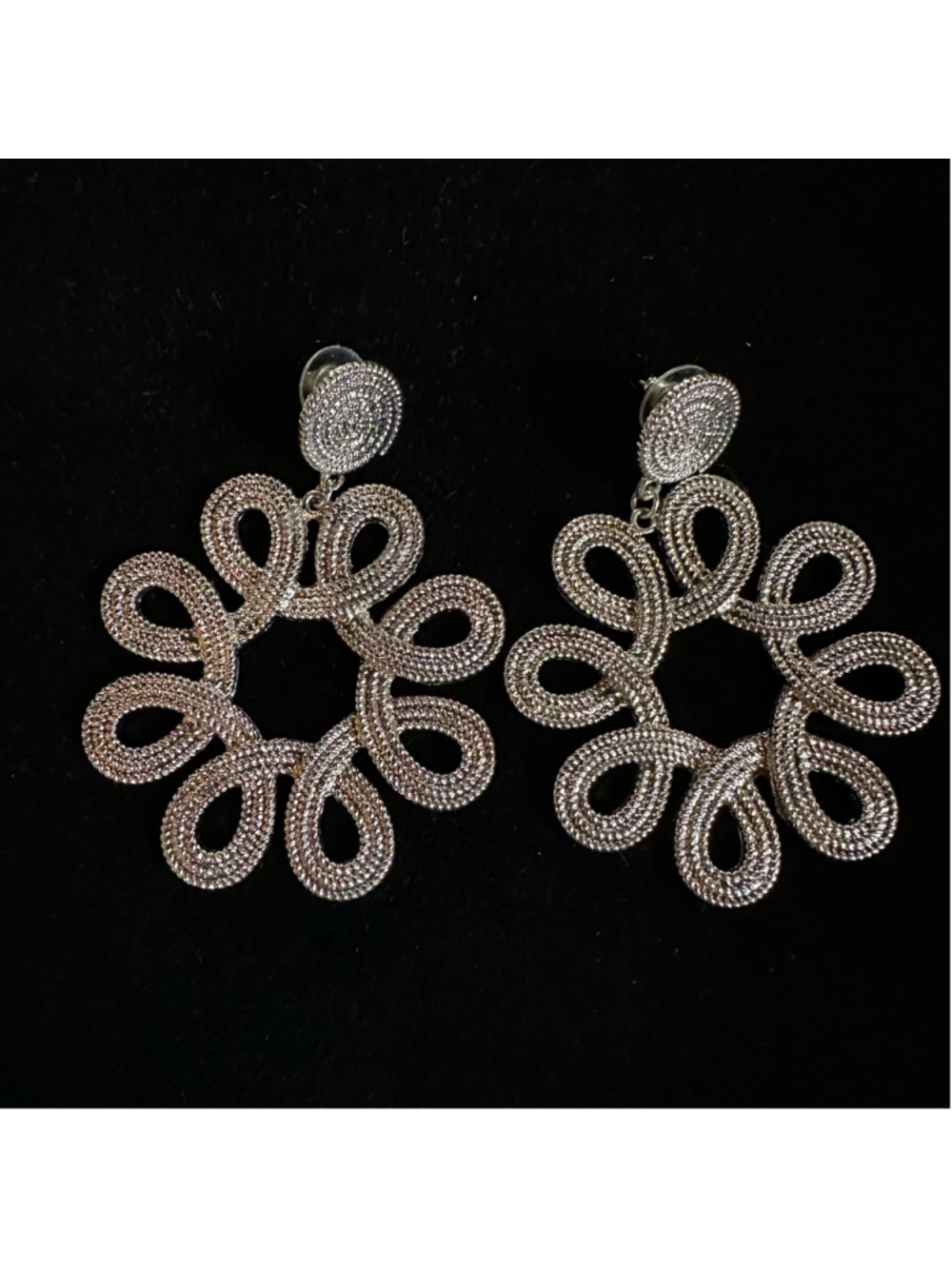 Women's Silver Flower Earrings Summer